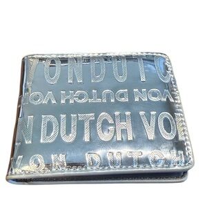 Men’s bi-fold Von Dutch Logo Embossed Wallet. Silver Mirror. Reflective!